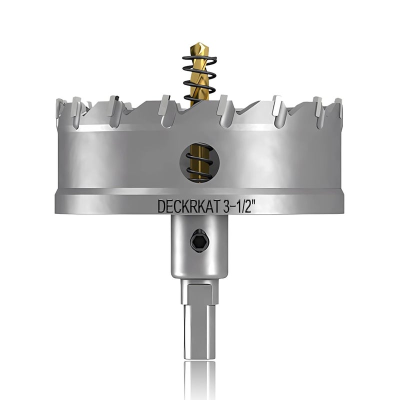 DECKRKAT 3-1/2" TCT Hole Saw for Hard Metal, Heavy Duty 90mm Tungsten Carbide Tipped Hole Cutter with Spring-Loaded Pilot Drill Bit for Stainless Steel, Metal, Iron, and Plastic. - Image 1